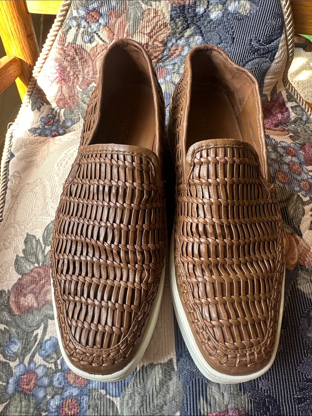 Vince Stafford Woven Leather Platform Slip-On Sneaker Sz 7
